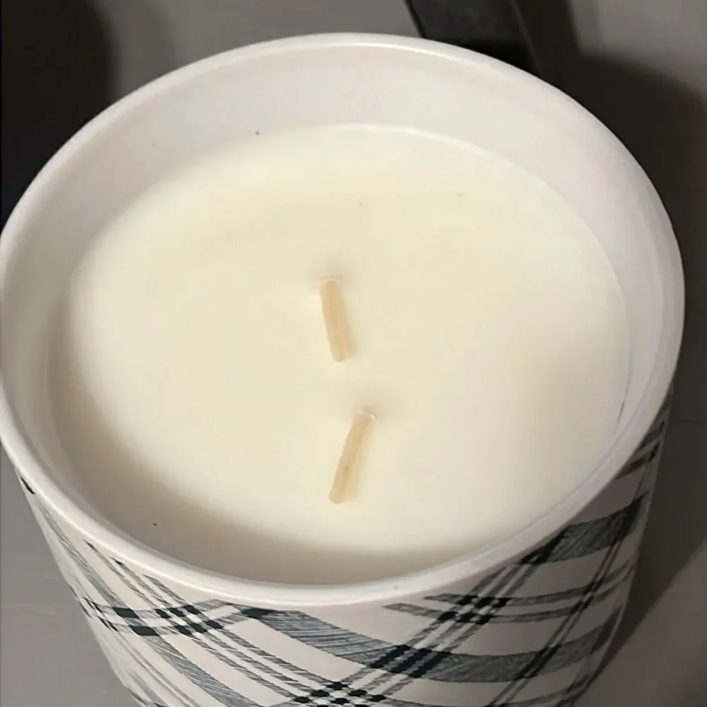 Plaid Ceramic‎ Fireside Spruce 2-Wick Jar Christmas Candle Light Green 11oz  D5